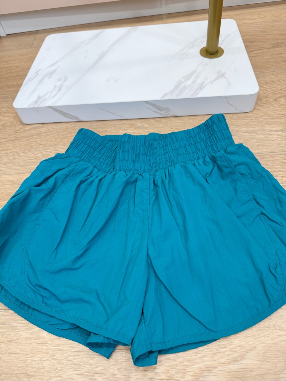 all in motion Teal Ruched-Waist Active Shorts